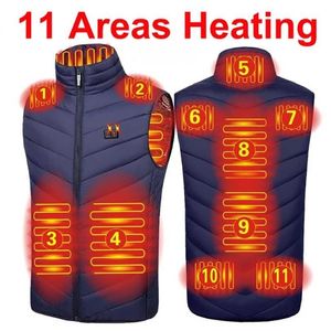 Kış 11 Alanlar Isıtmalı Kamuflaj Yelek Erkekler Sıcak Tutmak USB Elektrikli Isıtma Ceket Termal Yelek Avcılık Açık 211214