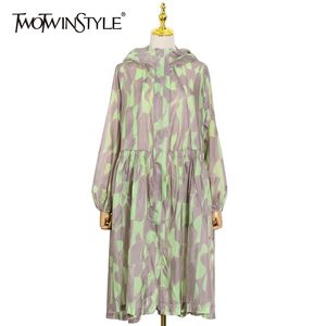 Casual Print Sun Protection Jacket For Women Hooded Long Sleeve Thin Coat Female Fashion Spring Clothing 210524