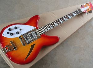 6 Saiten Cherry Sunburst Semi-Hollow E-Gitarre mit 3 Tonabnehmern, Palisandergriffbrett, Linkshänder