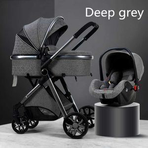 Kinderwagen# luxuriöser Baby Kinderwagen 3 in 1 tragbare Reisewagenfalte Pram High Landscape Aluminium Rahmen Geborener Kind Q240429