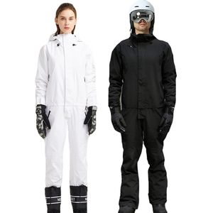 Jumpsuit Snowboard Waterproof Outerwear High Quality Mountain Snow Men And Women Skiing Jackets +Pants Outdoor Ski Suits 220106