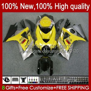 Fairings For SUZUKI GSXR-1000 GSXR 1000 CC GSXR1000 Yellow grey 2007 2008 Bodywork 48No.131 GSXR1000CC GSX R1000 2007-2008 K7 1000CC GSX-R1000 07 08 Motorcycle Body