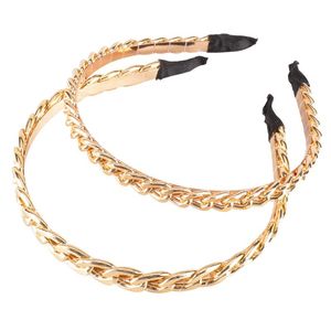 Fashion Gold Metal Chain Headbands for Women Alloy Punk Stlye Thin Hairband Bezel Girls Headwear Hair Hoop Hair Accessories