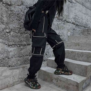 HOUZHOU Gothic Streetwear Cargo Hosen Frauen Koreanische Mode Techwear Große Taschen Hohe Taille Hip Hop Joggers Jogginghose Y2k Lose Y211115