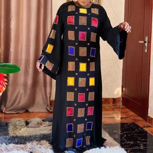 Plus Size XL African Fashion Long Dress Women Beading Dubai Abaya Muslim Maxi Dresses Autumn Elegant Black Party Robe Casual