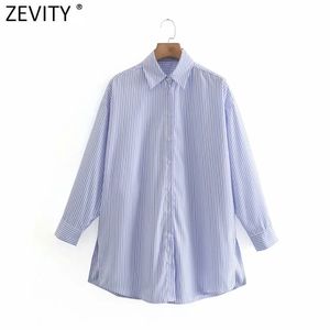 Women Vintage Striped Print Side Split Shirts Office Ladies Long Sleeve Business Blouse Chic Breasted Blusas Tops LS9174 210416