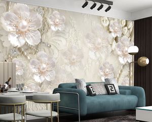 Pearl Diamond Pink Flowers Wallpaper Home Improvement Soggiorno Camera da letto Cucina Pittura moderna Murale Sfondi 3d