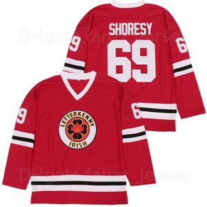 Men Series Irish Letterkenny College 69 Shores Hockey Jersey Ice Movie Team Color Away Red All Stitched University Breathable Pure Cotton Top Quality On Sale