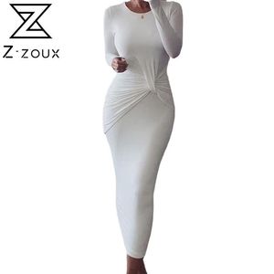 Kobiety Sukienka Biały sweter z dzianiny Długim rękawem Tight Es Fashion Wszystkie Match Plus Size ES 210524