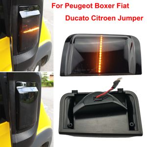 2pcs backview Spegel Streamer Light för Citroen Jumper Fiat Ducato för Peugeot Boxer Rökt Shell Vänd signalbilljus