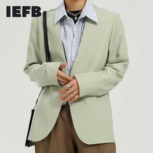 IEFB Abbigliamento da uomo Moda coreana Abito semplice Caot Personalità Cardigan bello Manica lunga Giacca verde 9Y7122 210524