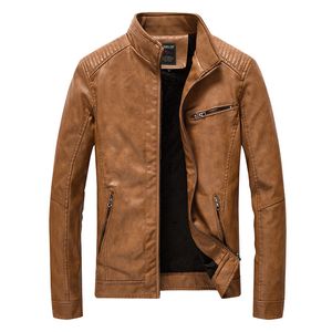 Mens Pu Leather Jacket Fleece och förtjockar manliga rockar Motorcykelkläder Män varma Mens Streetwear Pilot Läderjacka 5xl