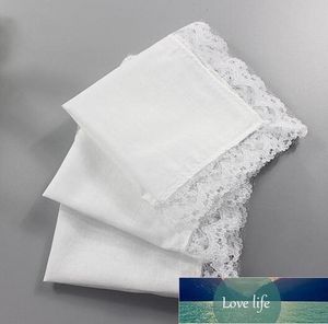 Pure White Hankerchiefs with Lace Plain DIY Print Draw Hankies Cotton Handkerchiefs Pocket Square 23*25 cm Factory price expert design Quality Latest Style Original