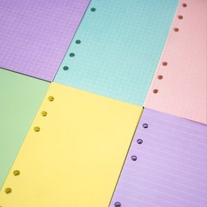 40 ark A5 A6 Six-Hole Notebook Inner Core Paper Produktbindning Sätt in 6-färger Multi-Choice Loose-Leaf Byte Page Handbok med färgade sidor