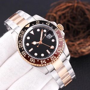 Hot Mens Watches 40mm Automatic Mechanical Watch Stainless Steel Blue Black Ceramic Sapphire WristWatches Super luminous montre de luxe