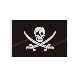 Pirate Skeleton Flag 90 x 150cm 3 * 5ft Cartoon Movie Custom Banner Brass Metal Holes Grommets Indoor And Outdoor Decoration can be Customized