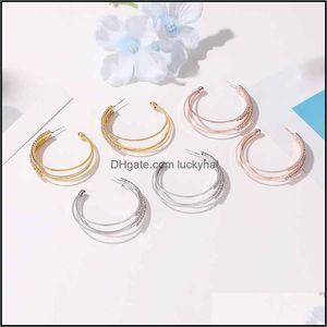 Dangle & Chandelier Jewelry10Pairs/Lot Korea Mti Layer C-Shaped Ear Ring Geometric Copper Diamond Earrings For Women Business Party Stud Ear