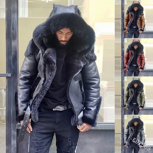 Дизайнерская зимняя мужская куртка, пальто с мехом, куртка в стиле панк для покупок, осенняя кожаная замша из искусственного меха, мужская искусственная кожа