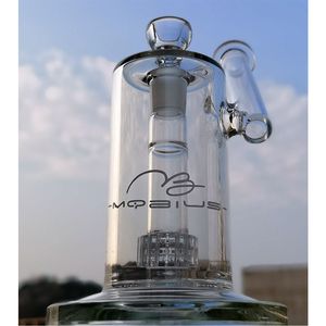 Mobius Glass Bong 8 pollici Narghilè Drum Perc 18mm Femmina Giunto Tubi per l'acqua Gabbia per uccelli Percolatore Olio Dab Rig Accessori per fumatori Bong con ciotola