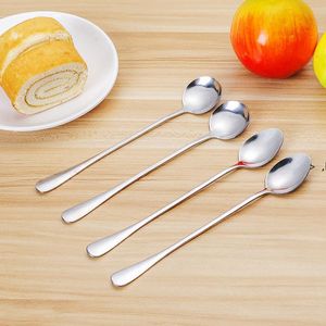 Stainless Steel Long Handle Coffee Tea Stirring Spoon Silver Picnic Bar Tools Drinkware Home Tableware Kitchen Accessories RRF11869