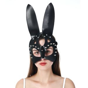 BCYQZ Sexy Rabbit Bunny Girl Cosplay Masquerade Party Women Black PU BDSM Maschera per adulti in pelle