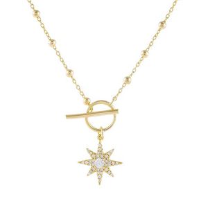 Gemnel 925 sterling sier toggle starburst satellite jewelry 18k pvd gold plated zircon pendant choker bead chain necklace