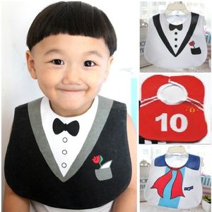 Tuxedo baby boys bibs spädbarn burp tyg vattentät nyfödd bib saliv handduk pinny bebe dribble bibs förkläde bandanas kostym 210413