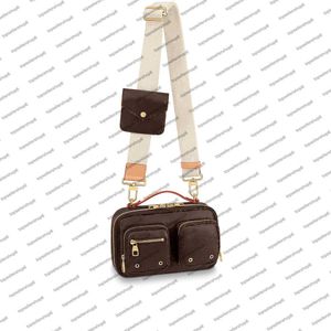 M80446 Designer top end UTILITY CROSSBODY borsa da donna borsa portamonete tela borsa a tracolla mini pochette in pelle di vacchetta naturale doppia