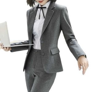 Spring Formal Pant Suits for Women Office Lady Uniform Business Work Blazer Set Professional Pantsuits Female Plus Size 4XL 210927