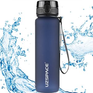 UZSpace Sport Vattenflaska 800ml 1000ml BPA Fri läckagebeständig återanvändbar Tritanflaska för Sport Fitness Lätt hållbar 210610