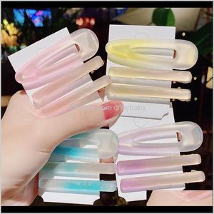 Entrega de jóias Drop 2021 INS Clear Jelly Girls 3pcs/Set Barrettes Fashion Hair PinShair Acessórios para mulheres clipes BB Wholesale ZKE5Y