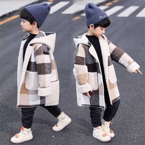 Chegadas Outono inverno meninos hoodies casaco para 2-13 anos crianças crianças manga comprida xadrez tops casuais outwear casacos duas cores 211011