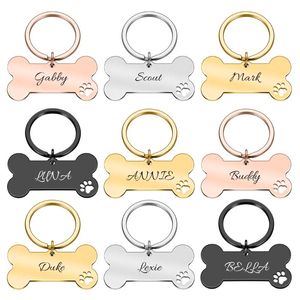 Personlig Pet Hund ID Tag Keychain Graverat Namn För Kattvalp Krage Hängsmycke Nyckelring Ben Tillbehör Tag, ID-kort