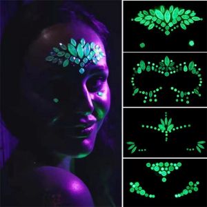 Home Party Noctilucent Face Gems Body Sticker Mermaid Rhinestones Jewels Crystals Tattoo Sticker Clubwear Party Rave Festival Jewelry for Women and Girls