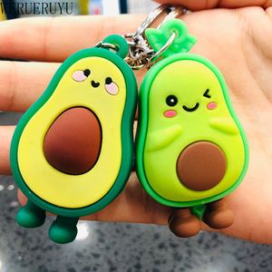 Söt tecknad avokado keychain tillbehör koreanska män kvinnor nyckel hållare gåva mode kawaii nyckelkedja charms bil plånbok nyckelring g1019