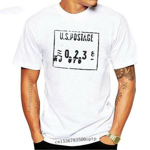 Męskie Koszulki 2021 Lato Cool Tee Koszula US Postage Stamp USA Ameryka Poczta Poczta Post Office List Retro Męski T-shirt Funny