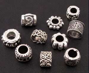 Metals Dots Flower Swirl Charm Spacer Beads Mix 140Pcs/lot Tibetan Silver Fit European Bracelet Jewelry DIY