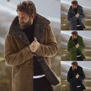 Homens de inverno casaco moda fleece forrado espesso espessura de lã quente masculino lã mistura casaco masculino plus size roupas de marca 211011