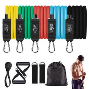 11Pcs/Set Elasticas Exercise Resistance Bands Rubber Expander Tubes Training Home Workout Yoga Pull Rope GymFitness Equipment H1026