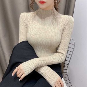 Women's half turtleneck sweater bottomed shirt with autumn and winter clothing 211217