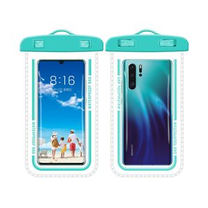 Universal Outdoor Waterproof Cases Bags for iphone 12 pro max Samsung PVC Diving Touch Screen Large Transparent Swimming Water Resistant 6 Colors