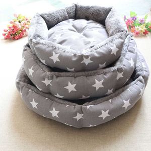 Pet Dog Okrągłe łóżka Puppy Kanapa Śliczne 3 Wzór Soft Sofa Dog House Gniazda Mata Kennelowa Dla Chihuahua Mały Pies Kot Łóżka Pet Produkty 210713