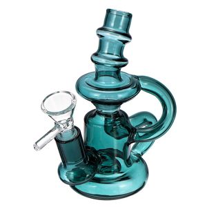 Lake Green Recycler Oil Dab Rigs Glass Hookah Water Pipe Smoking Glass Beaker Percolator Bong Fristted Disc Shisha Tobacco Pipes with12mm Female Joint Accessories