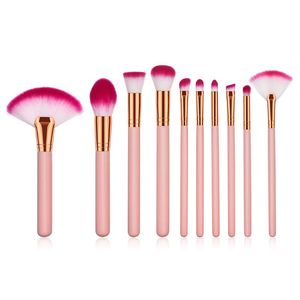 Manico in legno premium 4/10 pezzi Pennelli per trucco Set per ombretto Blush Evidenziatore Cosmetici Capelli morbidi Bella colore rosa Strumenti di bellezza Accessori DHL Free