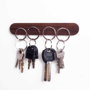 Creative design solid wood key holder wall hanging magnetic hook multi-function magnet suction 210609