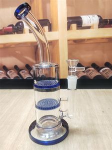 9,3 pollici Blu Doppio strato Filtro per pneumatici Narghilè Pipa ad acqua Bong Bong in vetro Pipa ad acqua Tabacco Fumo Bubbler Tubi per fumo Bong Bottiglie Dab Rig