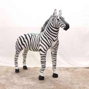 90 cm Large Pretty Standing Zebra vivace Animali di peluche simulati possono guidare il modello Kids mount decorat Bambola di peluche Giocattolo per bambini regalo 210728