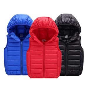 Meninas meninos coletes encapuçado crianças para baixo casaco de algodão outono inverno bebê crianças waistcoat outerwear roupas bebês jaqueta quente 211203