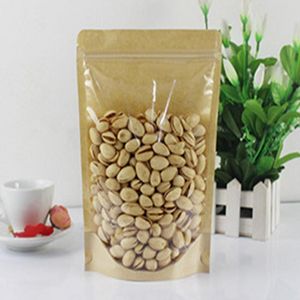 2022 new Gift Wrap 50pcs Food Packaging Candy With Window Nut Beans Pouches Party Supplies Kraft Paper Bag Package