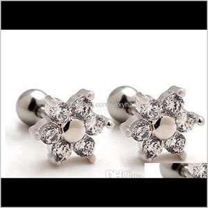 Altro Corpo 16G 6Mm Zircone Fiore Triangolo di neve Ciliegia Orecchio Cartilagine Trago Elica Orecchini a bottone Orecchini auricolari Piercing Gioielli 16 Calibri Goccia Del